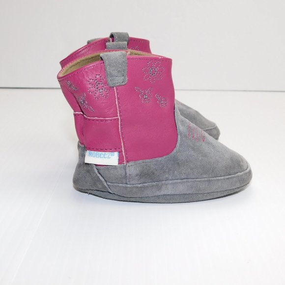 Robeez 0-6 months Girls soft sole Boots Wine Gray - Picture 3 of 10